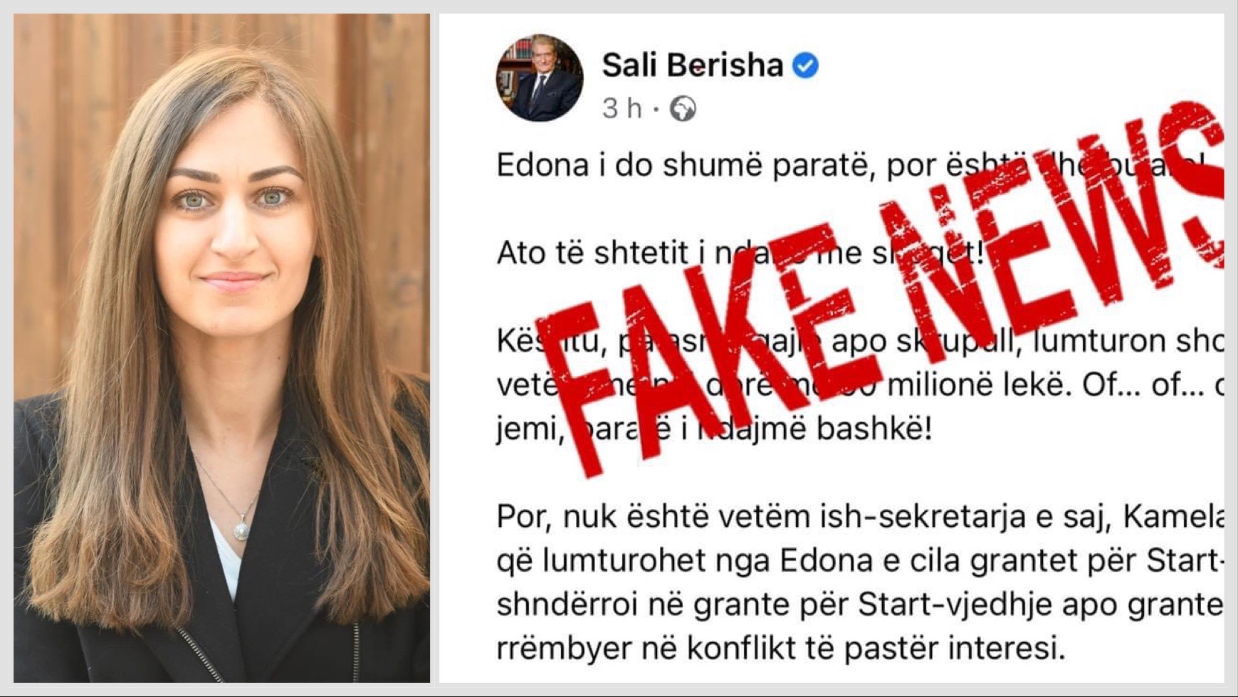 Edona Bilali pergenjeshtron Sali Berishen : FAKE NEWS