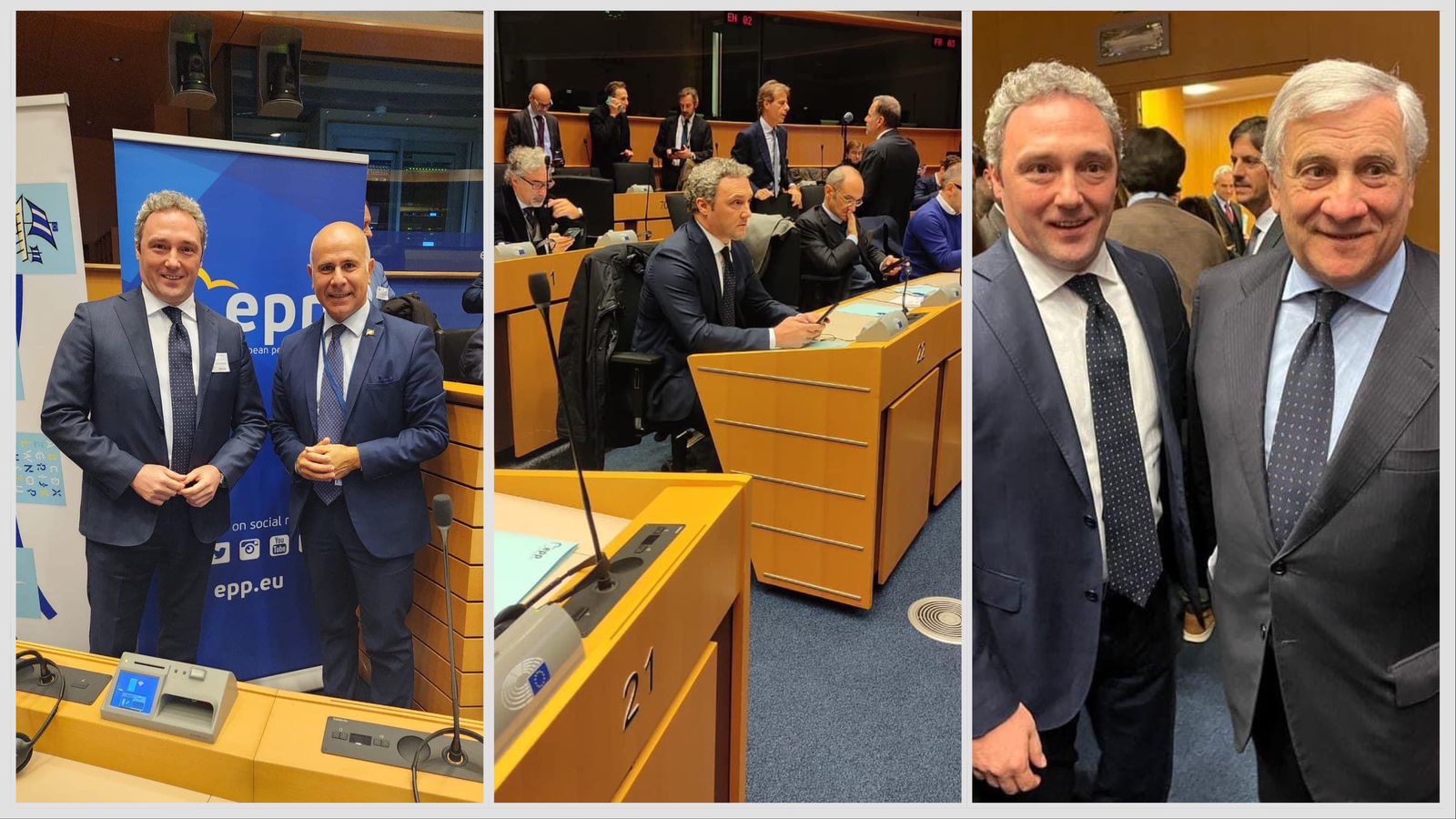 Bardh Spahia ne Parlamentin Europian / Takon drejtues te larte, mes tyre edhe Zv/ Kryeministri i Italise Antonio Tajani