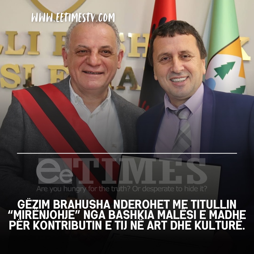 Gëzim Brahusha nderohet me titullin “Mirënjohje” nga Bashkia Malësi e Madhe për kontributin e tij në art dhe kulturë.