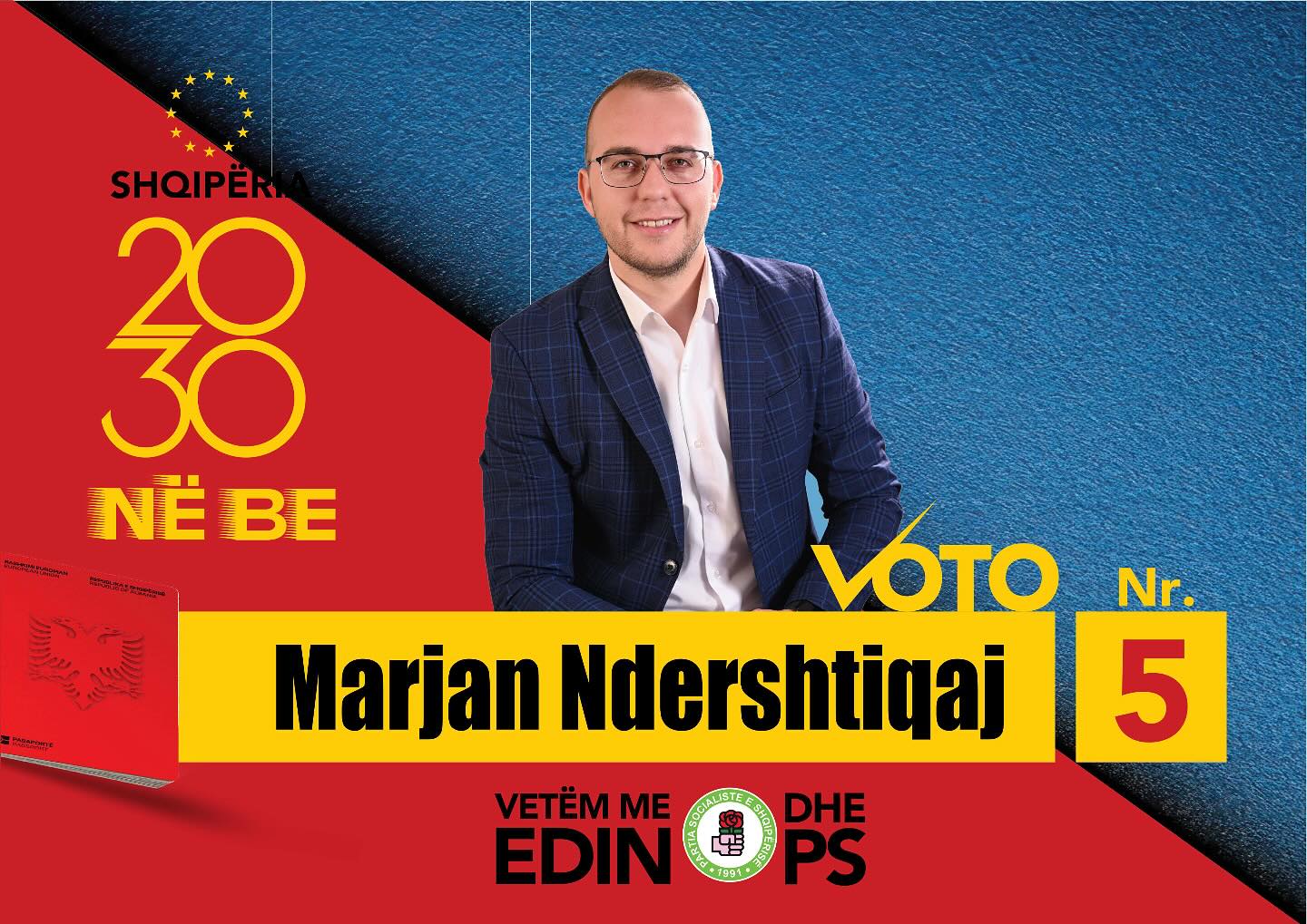 Marjan Ndershtiqaj : Ju ftoj të zgjidhni numrin 5 në fletën e votimit dhe të bëni realitet ëndrrën tonë për t’u bërë pjesë e Familjes së Madhe Europiane!